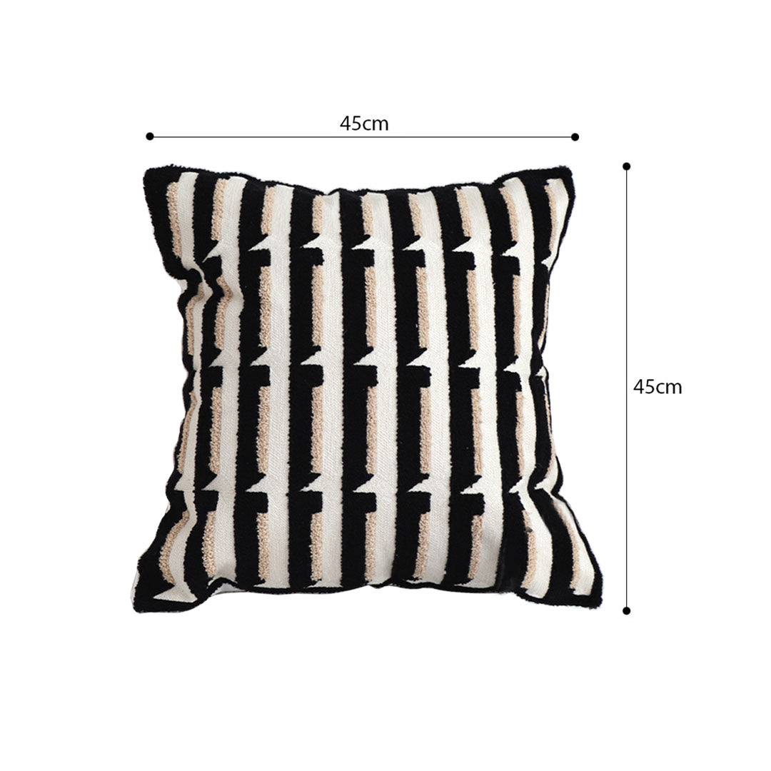 SOGA 45cm Black & White Modern Stripe Tufted Polyester Pillow Cover