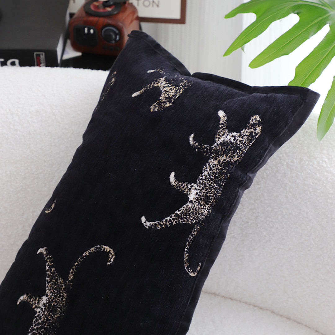 SOGA 30x50cm Elegant Black Panther Embroidered Decorative Pillowcase