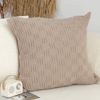 SOGA 45cm Woven Grid Knit Decorative Pillowcase - Taupe Beige