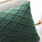 SOGA 2X 45cm Forest Green Diamond Knit Pillowcase