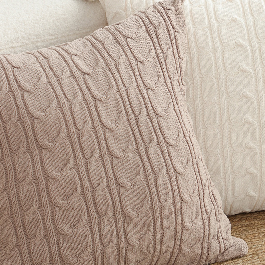SOGA 2X 45cm Dusty Rose Cable Knit Decorative Pillowcase