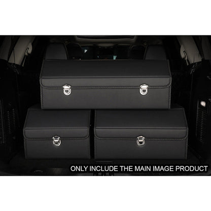 SOGA 4X Leather Car Boot Collapsible Foldable Trunk Cargo Organizer Portable Storage Box With Lock Black Small