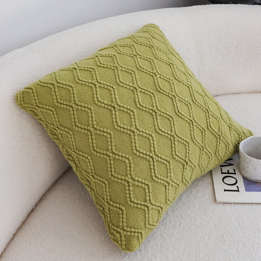 SOGA 2X 45cm Sage Green Cable Knit Pillow Covers – Soft Decorative Cushion Cases for Sofa, Bed, and Home Décor