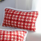 SOGA 30x50cm Cozy Red Gingham Lumbar Pillow Cover
