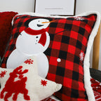 SOGA 45cm Holiday Snowman Pillowcase (Red Plaid)