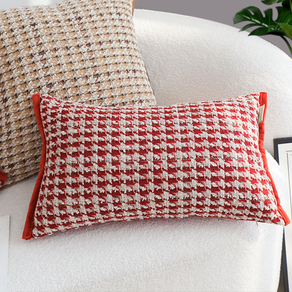 SOGA 30x50cm Cozy Textured Red & White Pillowcase