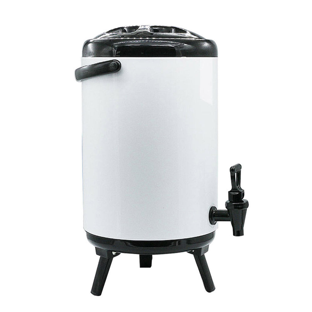 SOGA 2X 4.8 Gal Stainless Steel Insulated Milk Tea Barrel Hot and Cold Beverage Dispenser Container with Faucet White