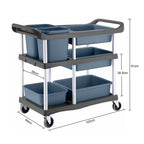 SOGA 3-Tier Commercial Soiled Food Trolley Dirty Plate Cart Five Buckets Kitchen Food Utility
