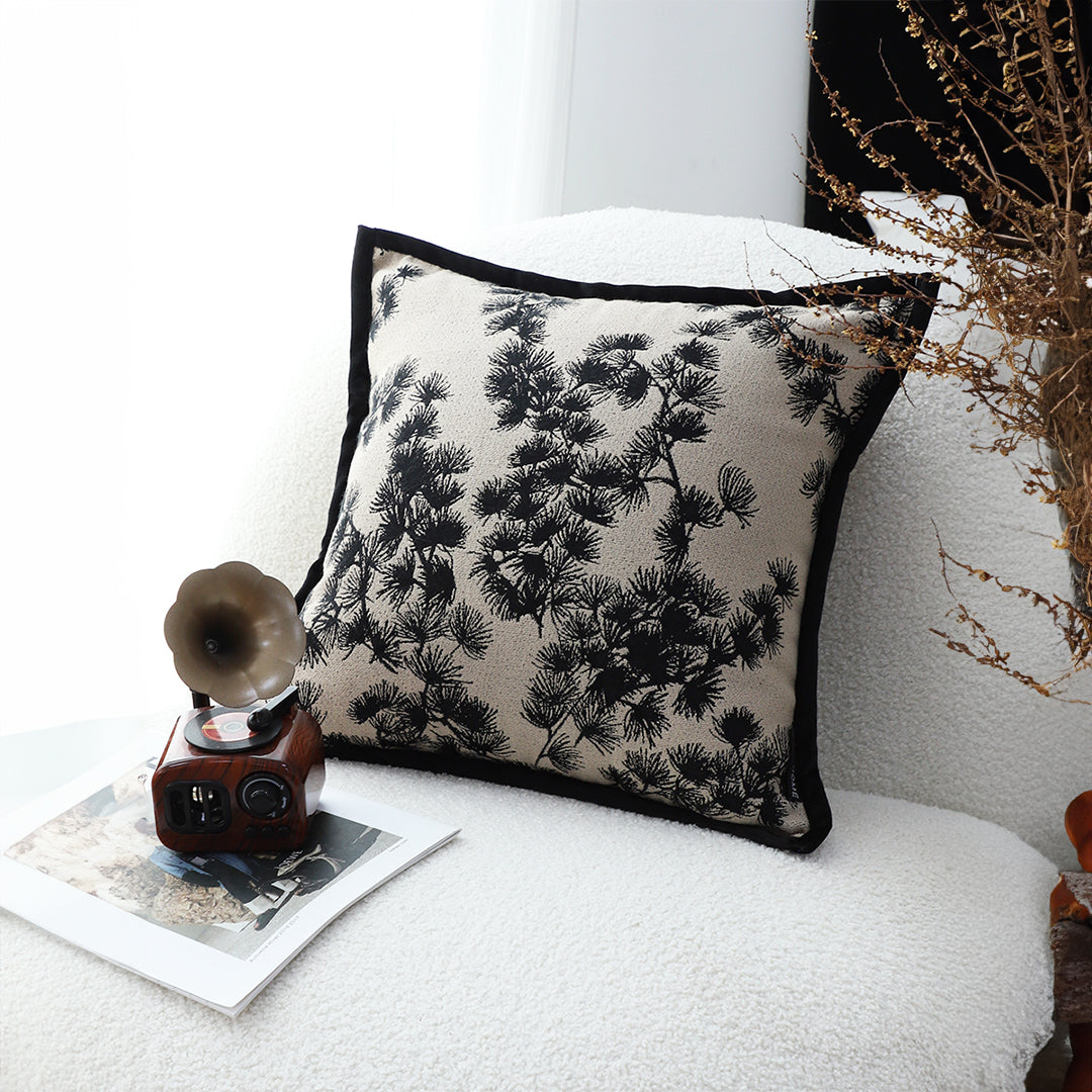 SOGA 2X 45cm Black Floral Pillowcase