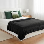 SOGA 4PC Set – Flannel Throw Blanket + Ombre Faux Fur & Forest Green Knit Pillowcases – Cozy Decor