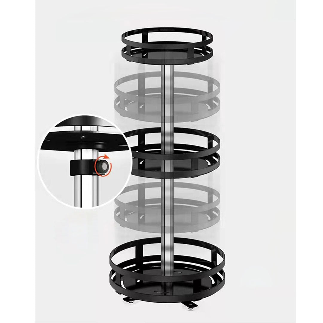 SOGA 2X 3 Tier Steel Black Round Rotating Multi-Function Kitchen Portable Storage Spice Seasoning Kitchen Countertop Organiser Shelf