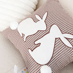 SOGA 2X 45cm Brown Gingham Bunny Pillowcase