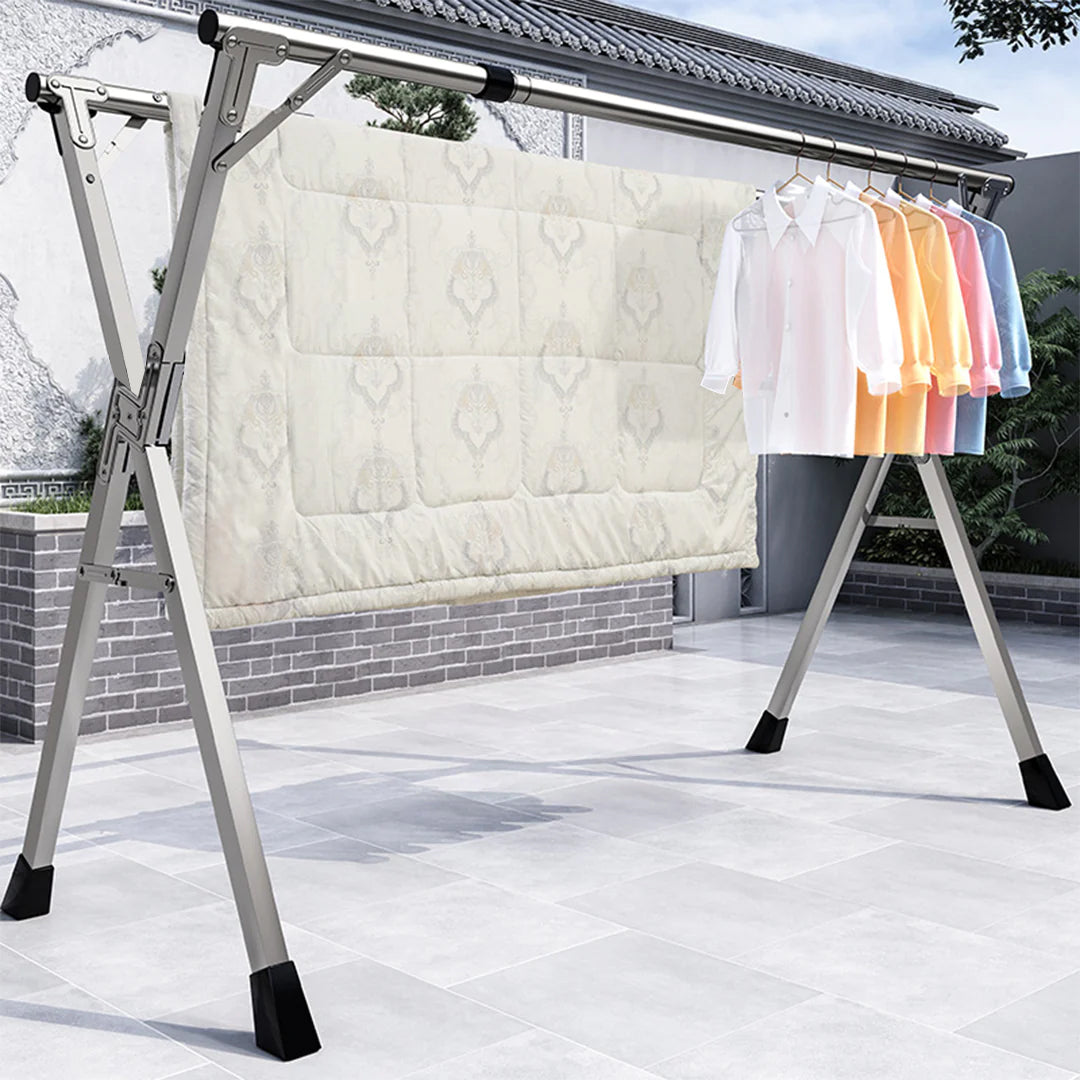 SOGA 2X 2.4m Portable Standing Clothes Drying Rack Foldable Space-Saving Laundry Holder Indoor Outdoor