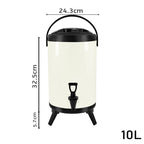 SOGA 2X 2.6 Gal Stainless Steel Insulated Milk Tea Barrel Hot and Cold Beverage Dispenser Container with Faucet White