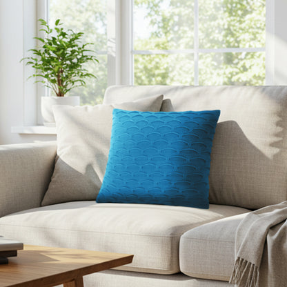 SOGA 45cm Scalloped Wave Pillowcase (Turquoise Blue)