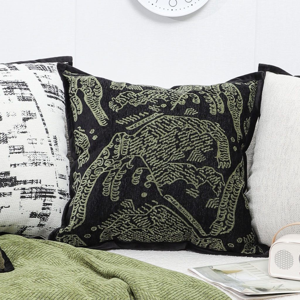 SOGA 45cm Nature-Inspired Midnight Green Embroidered Pillowcase