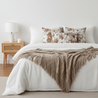 SOGA 4PC Set – Coffee Diamond Knitted Throw with Tassel + Rustic Bloom Pillowcases – Cozy Elegant Decor