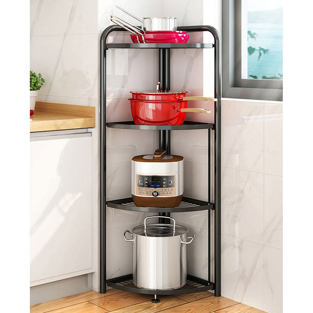 SOGA 2X 4 Tier Steel Triangular  Corner Stand Multi-Functional Shelves Portable Storage Organizer