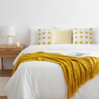 SOGA Yellow Diamond Throw with Tassels + Retro Daisy & Polka Dot Pillowcases – Cozy Home Decor Set