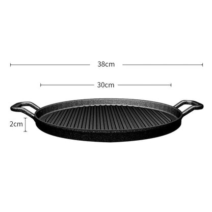 SOGA 30cm Ribbed Cast Iron Frying Pan Skillet Steak Sizzle Platter