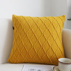 SOGA 45cm Sunshine Yellow Diamond Knit Pillowcase