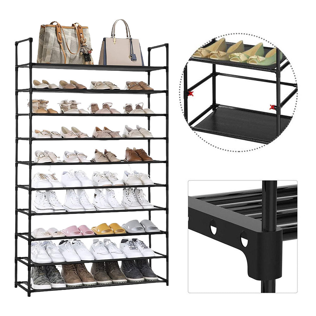 SOGA 10 Tier Shoe Storage Shelf Space-Saving Caddy Rack Organiser with Handle