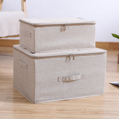 SOGA 2X Beige Large Portable Double Zipper Storage Box Moisture Proof Clothes Basket Foldable Home Organiser