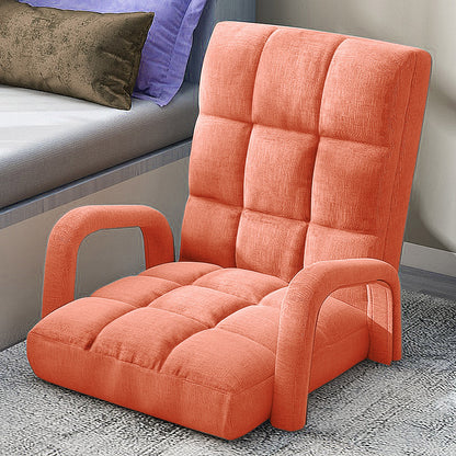 SOGA 4X Foldable Lounge Cushion Adjustable Floor Lazy Recliner Chair with Armrest Orange