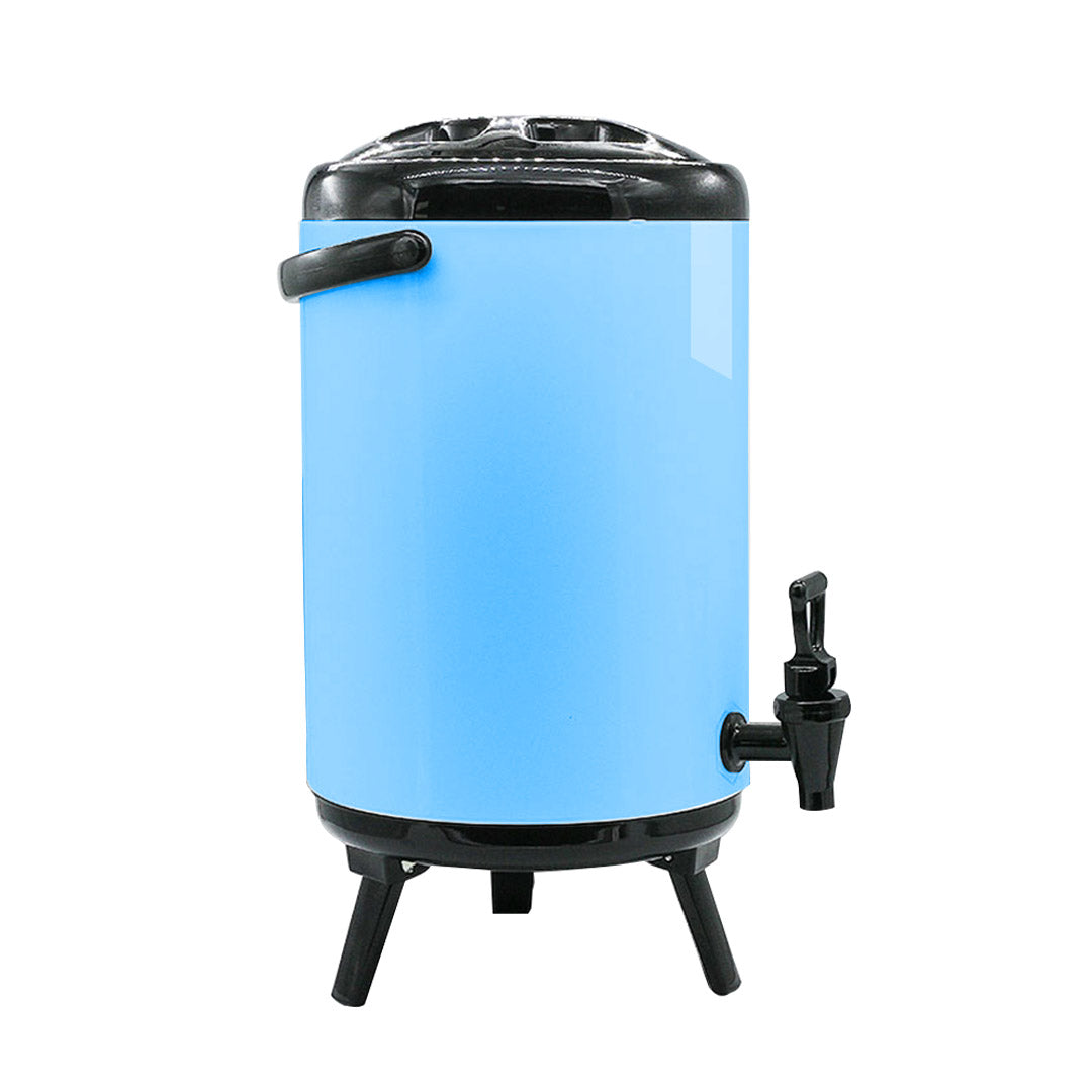 SOGA 8X 2.6 Gal Stainless Steel Insulated Milk Tea Barrel Hot and Cold Beverage Dispenser Container with Faucet Blue