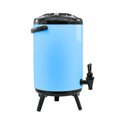 SOGA 8X 10L Stainless Steel Insulated Milk Tea Barrel Hot and Cold Beverage Dispenser Container with Faucet Blue