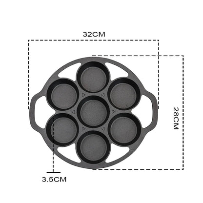 SOGA 2X 32cm Cast Iron Takoyaki Fry Pan Octopus Balls Maker 7 Hole Cavities Grill Mold