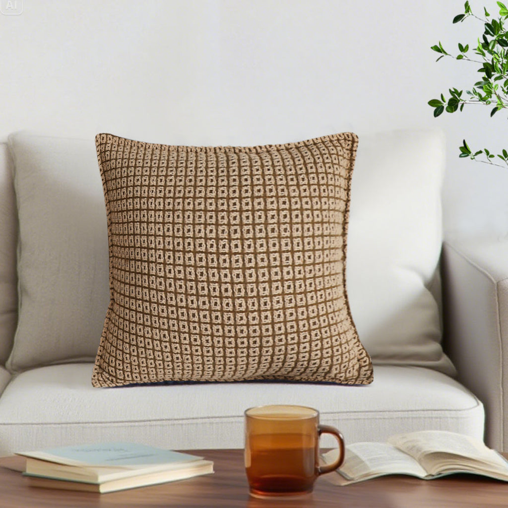 SOGA 45cm Cozy Brown Geometric Knit Polyester Pillow Cover