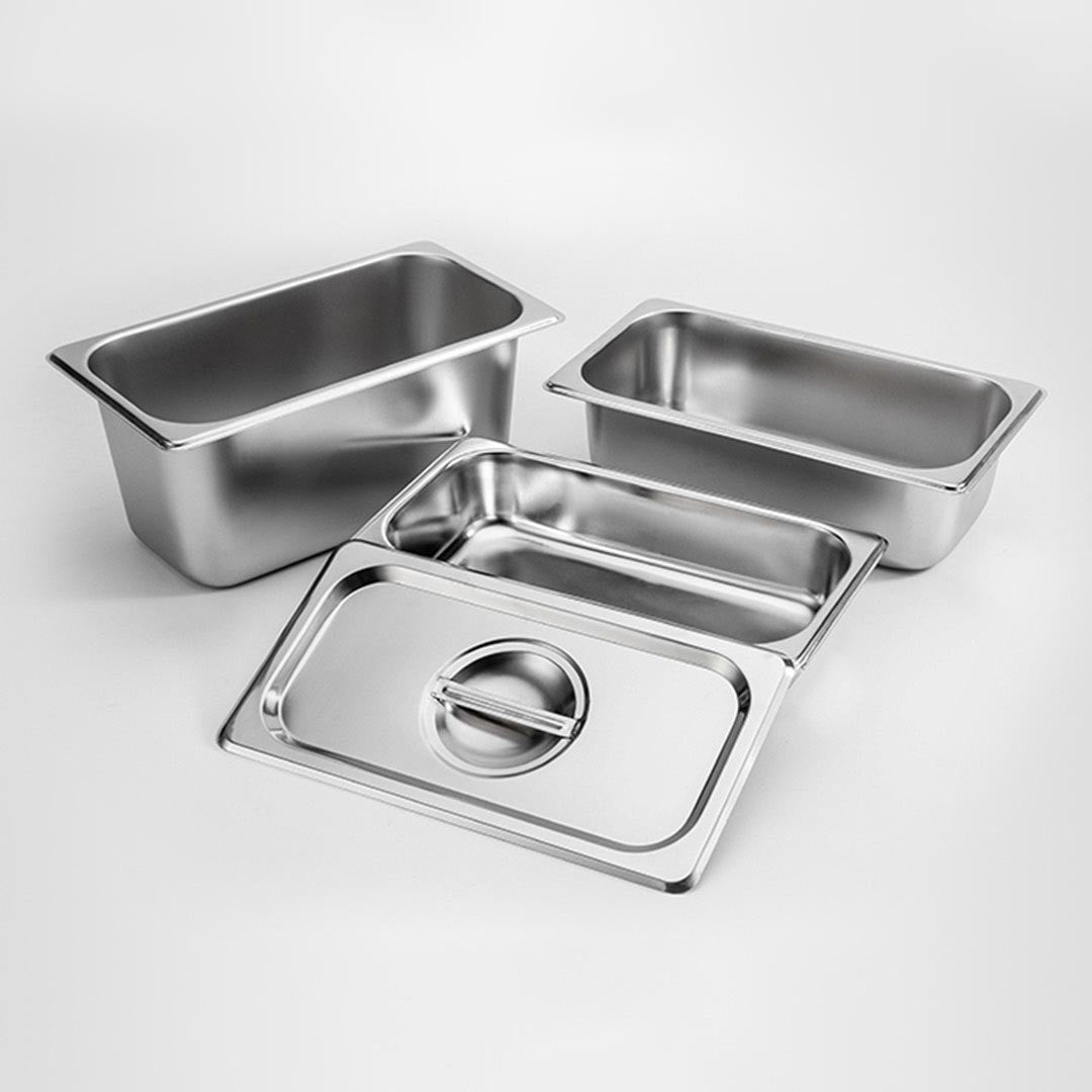 SOGA Gastronorm GN Pan Full Size 1/3 GN Pan 10cm Deep Stainless Steel Tray with Lid