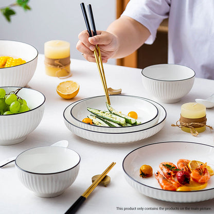 SOGA White Japanese Style Ceramic Dinnerware Crockery Soup Bowl Plate Server Kitchen Home Decor Set of 8