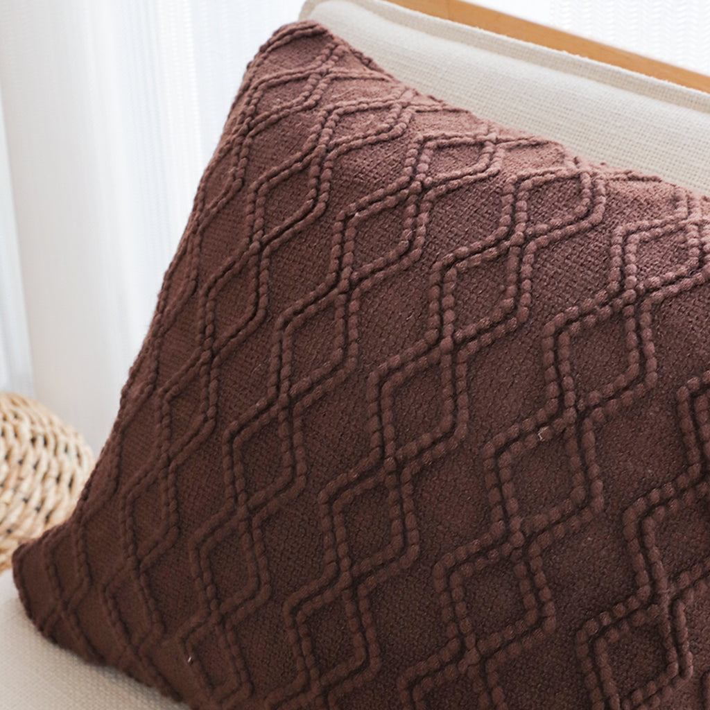 SOGA 2X 45cm Deep Chocolate Brown Diamond Knit Pillowcases – Soft Decorative Cushion Covers for Sofa, Bed & Home Décor