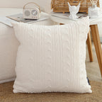 SOGA 2X 45cm Classic Cream Cable Knit Decorative Pillowcase