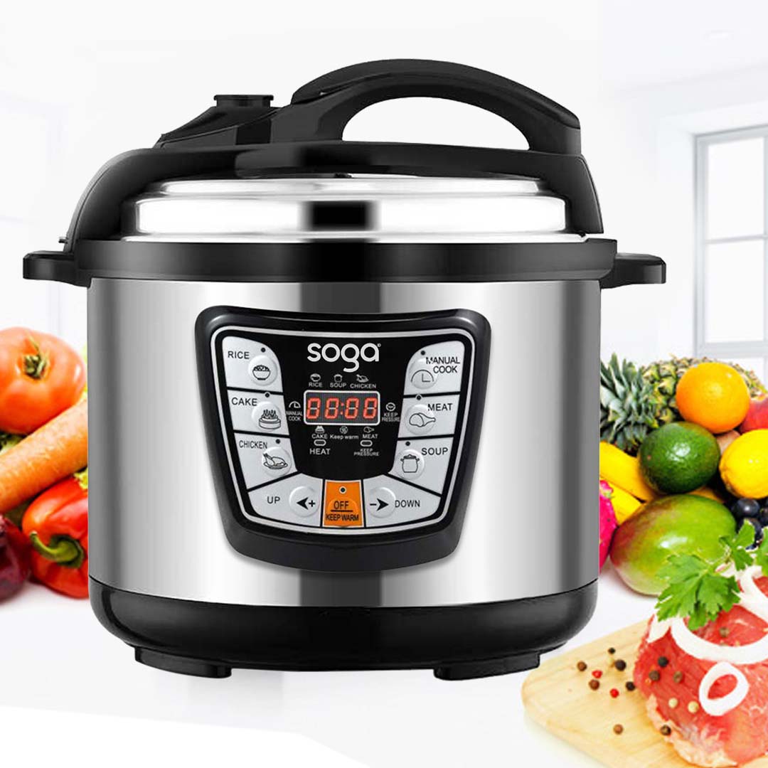 SOGA 2X Stainless Steel Electric Pressure Cooker 10L Nonstick 1600W