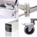 SOGA 2 Tier Stainless Steel Kitchen Trolley Bowl Collect Service FoodCart 95x50x95cm Large