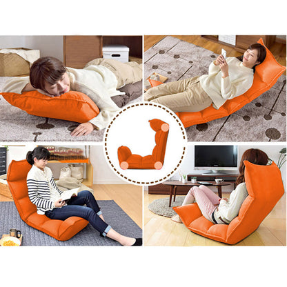 SOGA 2X Foldable Tatami Floor Sofa Bed Meditation Lounge Chair Recliner Lazy Couch Orange