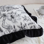 SOGA 45cm Chic Botanical Bliss Black & White Square Pillowcase