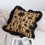 SOGA 45cm Elegant Black & Gold Floral Velvet Pillowcase