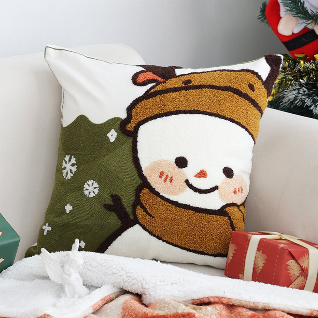SOGA 45cm Festive Snowman Christmas Decorative Pillowcase
