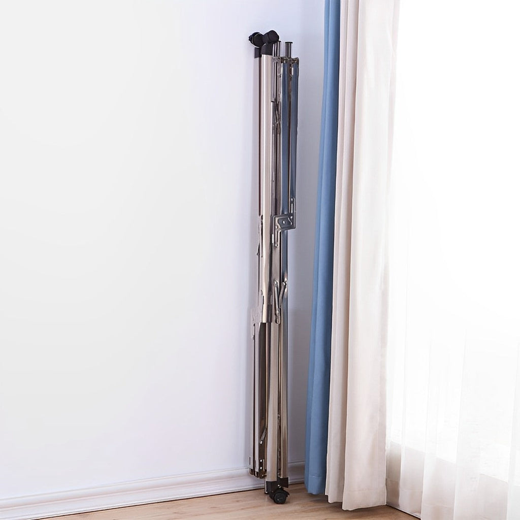 SOGA 2X 2.4m Portable Standing Clothes Drying Rack Foldable Space-Saving Laundry Holder with Wheels