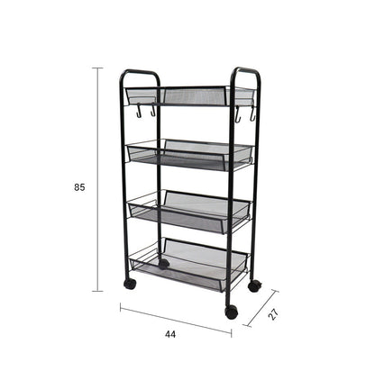 SOGA 2X 4 Tier Steel Black Bee Mesh Kitchen Cart Multi-Functional Shelves Portable Storage Organizer with Wheels