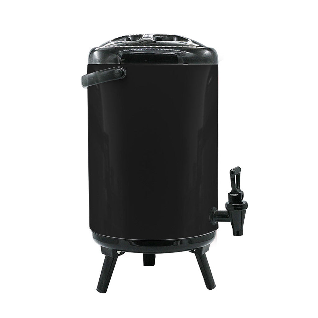 SOGA 2X 3.7 Gal Stainless Steel Insulated Milk Tea Barrel Hot and Cold Beverage Dispenser Container with Faucet Black