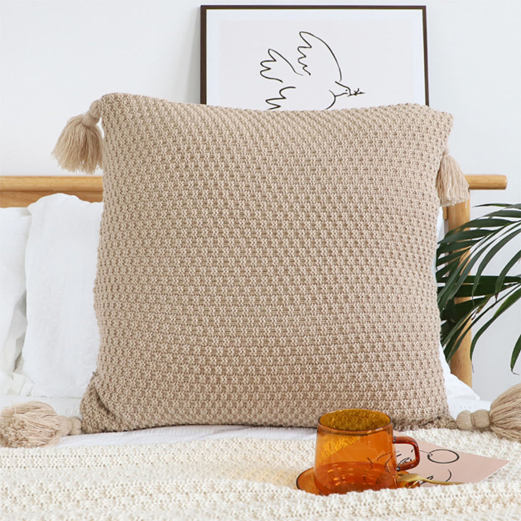 SOGA 50cm Chunky Knit Pillowcase (Warm Beige)
