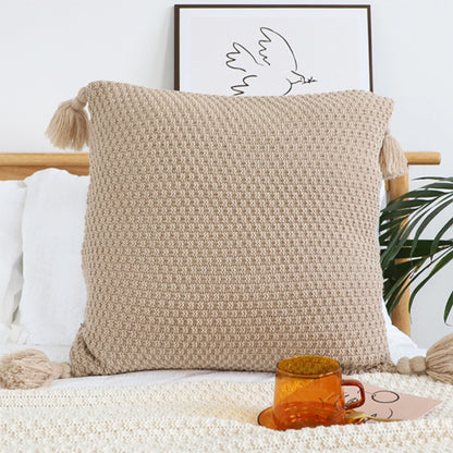 SOGA 50cm Chunky Knit Pillowcase (Warm Beige)
