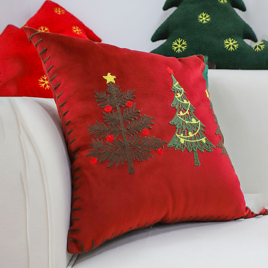 SOGA 45cm Christmas Tree Trio Pillowcase (Red)