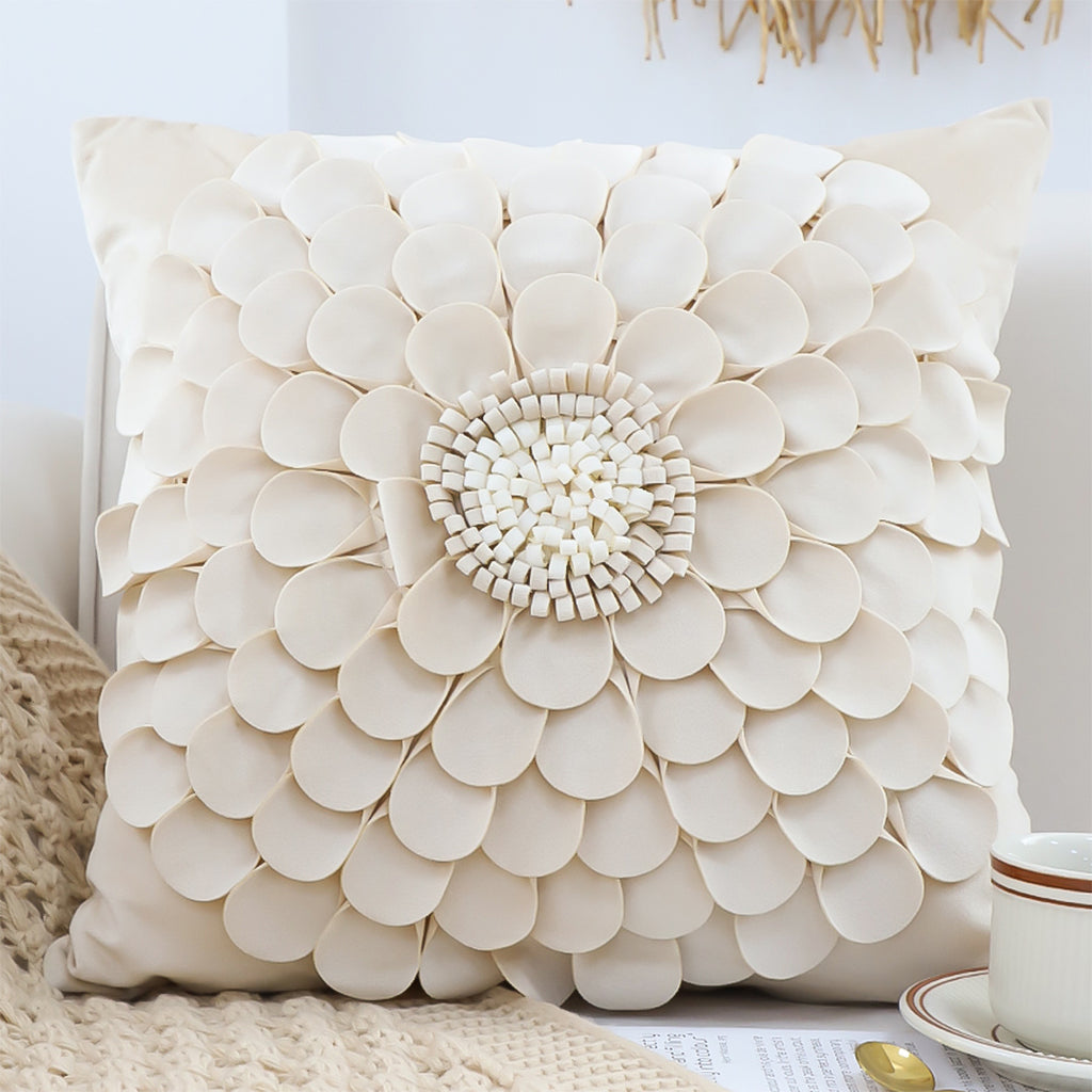 SOGA 45cm ""Luxurious Textured Flower Pillowcase