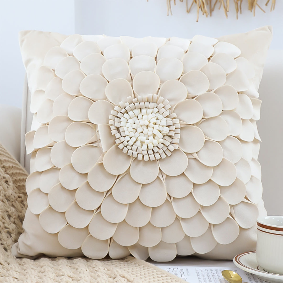 SOGA 45cm ""Luxurious Textured Flower Pillowcase
